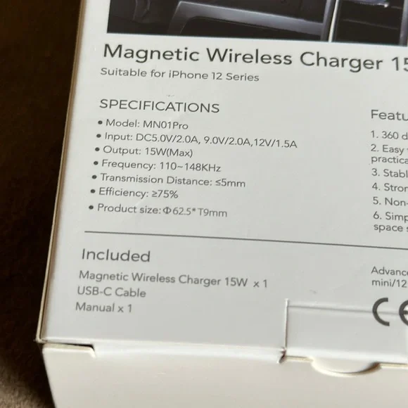 Magnetic Wireless Charger 15W, Compatible with iPhone 12 Series - Picture 5 of 6